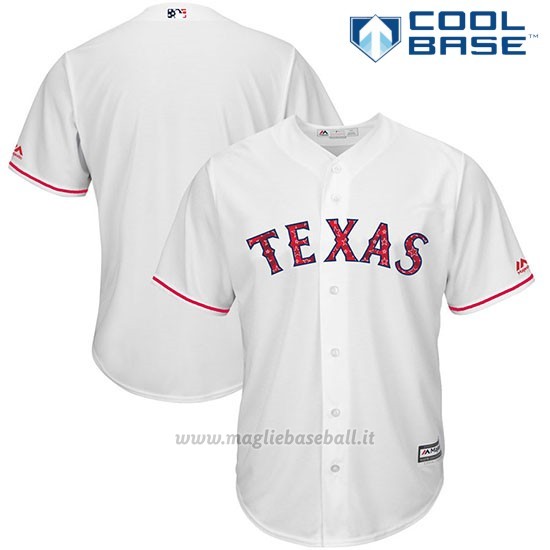 Maglia Baseball Uomo Texas Rangers 2017 Estrellas y Rayas Bianco Cool Base